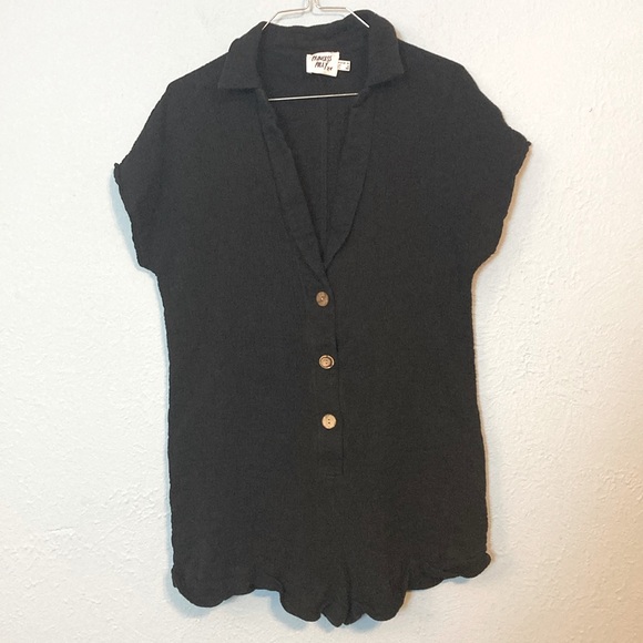 Princess Polly Womens Size 6 Black Vixen Short Romper Gauze 100% Cotton Playsuit - Picture 6 of 16